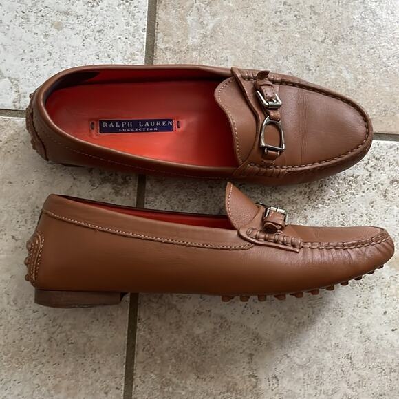 RALPH LAUREN COLLECTION DASITA Tan Leather Driver Loafer Moccasin Shoes - Picture 7 of 16